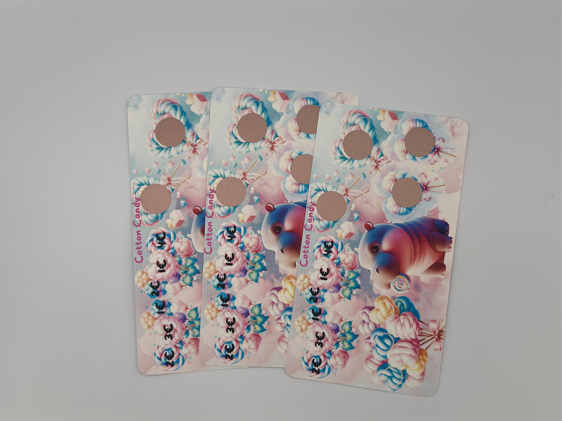 A6 Cotton Candy Spar-Challenge mit Rubbel-Feldern und Tracker für süße Genussmomente.